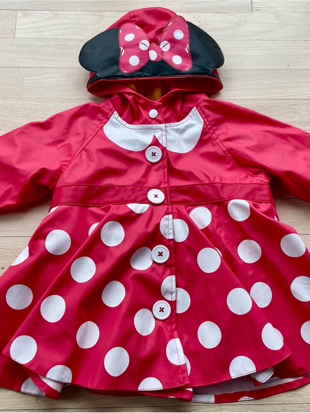 Western Chief Red & White Polka Dot Hooded Raincoat with Minnie Ears